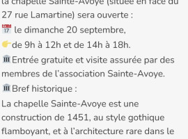 Visite de la Chapelle Sainte-Avoye à l'occasion des Journées du Patrimoine