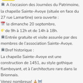 Visite de la Chapelle Sainte-Avoye à l'occasion des Journées du Patrimoine