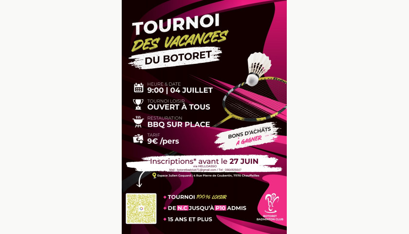 Crédits photo : BOTORET BADMINTON CLUB CHAUFFAILLES